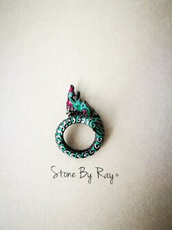 แหวนพญานาคเงินชุบดำ