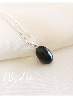 สร้อยคอเงินจี้หินเรนโบว์ออปซิเดียน Rainbow Obsidian