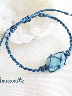 สร้อยข้อมือเชือกถักหินอมาโซไนท์