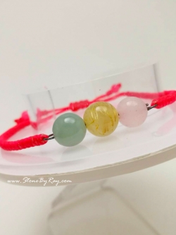 สร้อยข้อมือเชือกถักกับหินหยก,ไหมทอง,โรสควอตซ์