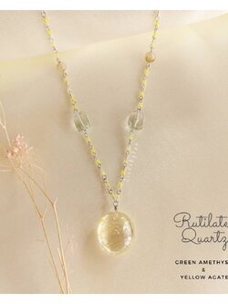 สร้อยคอเงินจี้อาเกต+จี้ไหมทอง