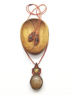 สร้อยคอเชือกถักจี้หินไหมนาค Red Rutilated Quartz