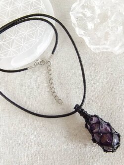 สร้อยคอจี้เชือกถักหินอเมทิสต์ Amethyst