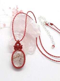 สร้อยคอเชือกถักจี้หินไหมนาค Red Rutilated Quartz