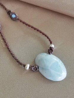 สร้อยคอเชือกถักจี้หินลาริมาร์ Larimar