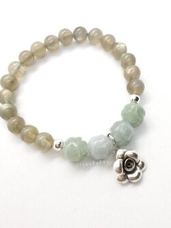 สร้อยข้อมือหยกร้อยกับหินลาบราโดไลท์ Jade+Labradorite