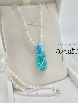 สร้อยคอหินเบริลจี้หินอพาไทต์ Beryl+Apatite