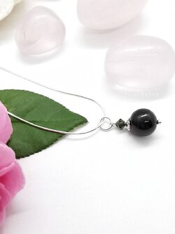 สร้อยคอเงินจี้นิลแท้ Black Spinel