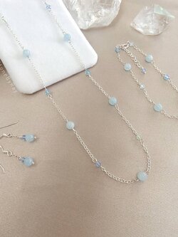 Setสร้อยคอเงินหินอความารีน Aquamarine