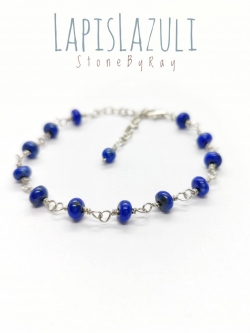 สร้อยข้อมือเงินหินลาพิสลาซูลี(Lapis lazuli)
