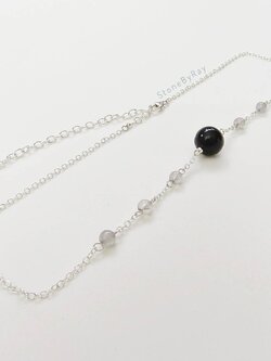 สร้อยคอเงินจี้หินสะเก็ดดาว Tektite