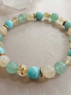 สร้อยข้อมือหินซิทริน,ไหมทอง,อมาโซไนท์,อเวนเจอรีน