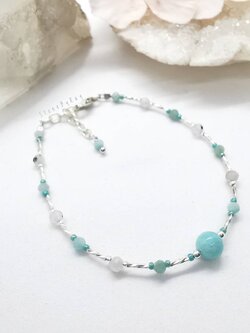 สร้อยข้อมือเงินหินอมาโซไนท์+มูนสโตน Amazonite+Moonstone