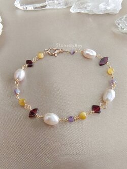 สร้อยข้อมือลวดDIYดัดกับหินหลากชนิด