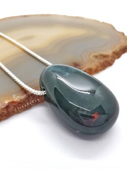 สร้อยคอเงินจี้หินเลือด Blood stone