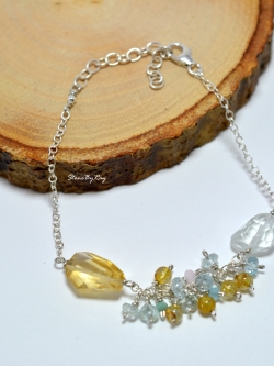 สร้อยข้อมือเงินอความารีน&ซิทริน(Aquamarine,Citrine)