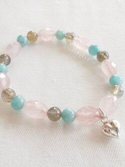 สร้อยข้อมือหินโรสควอตซ์,ลาบราโดไลท์,อมาโซไนท์