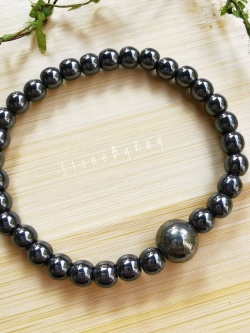 สร้อยข้อมือหินเฮมาไทต์+ไพไรต์