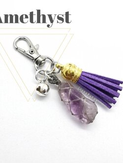 พวงกุญแจเชือกถักกับหินอเมทิสต์ Amethyst
