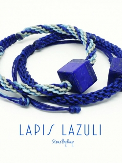 สร้อยข้อมือเชือกถักลาพิสลาซูลีทรงลูกเต๋า