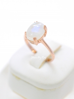 แหวนเงินชุบพิ้งโกลด์หินมูนสโตน