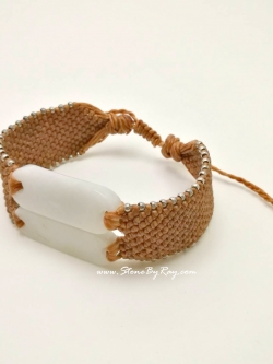 สร้อยข้อมือเชือกถักหินหยกขาว (White Jade)
