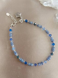 สร้อยข้อมือเงินไพลินเจียรเหลี่ยม Sapphire