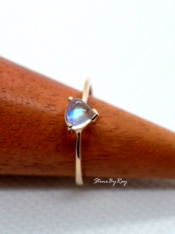 แหวนเงินชุบพิ้งโกลด์หินมูนสโตน