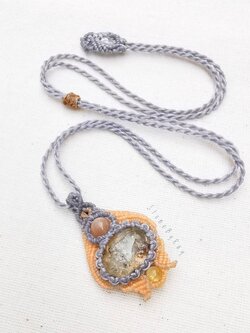 สร้อยคอเชือกถักจี้หินโป่งข่าม Lodolite Quartz