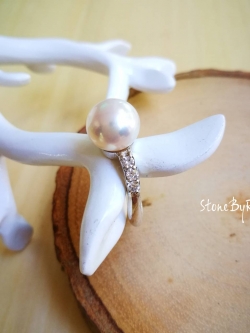 แหวนไข่มุกสีขาว size 54