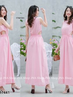 kudapy เดรส Summer เดรส ผ้าฝ้ายสีชมพูอ่อน เว้าเอว So cute สุดๆมีกระเป๋าข้าง สม๊อคเอวเบาๆ ทรงสวย