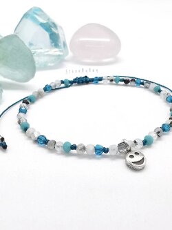 สร้อยข้อมือเชือกหินมูนสโตน+จี้เงิน