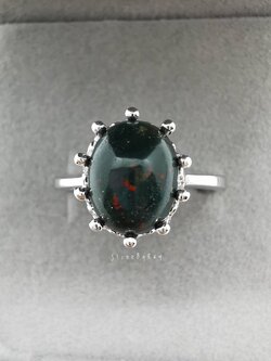 แหวนเงินหินบลัดสโตน(หินเลือด) Bloodstone