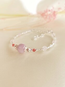 สร้อยข้อมือเงินหินคุนไซต์กับโรสควอตซ์ Kunzite+Rose Quartz
