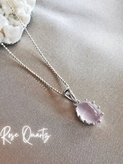 สร้อยคอเงินจี้หินโรสควอตซ์ Rose Quartz