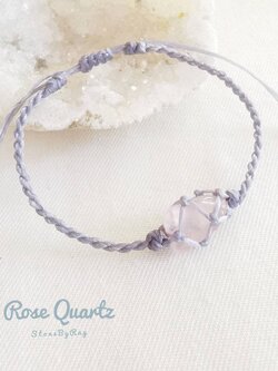 สร้อยข้อมือเชือกถักหินโรสควอตซ์