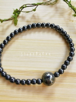 สร้อยข้อมือหินเฮมาไทต์+ไพไรต์