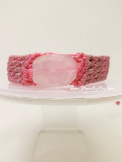 สร้อยข้อมือเชือกถักหินโรสควอตซ์ (Rose Quartz)
