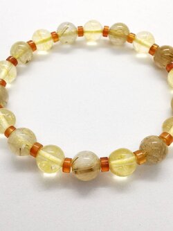 สร้อยข้อมือหินซิทรินกับคาเนเลี่ยนและไหมทอง Citrine+Carnelian+Rutilated Quartz