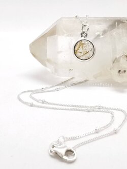 สร้อยคอเงินจี้เงินหินไหมทอง Rutilated Quartz