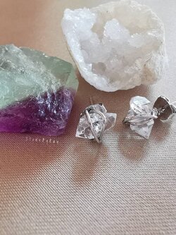 ต่างหูเงินหินเฮอร์คิเมอร์ไดม่อน Herkimer Diamond