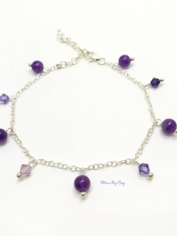 สร้อยข้อมือโซ่เงินหินอเมทิสต์