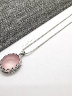 สร้อยคอเงินจี้หินโรสควอตซ์ Rose Quartz