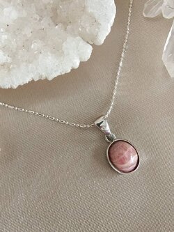 สร้อยคอเงินจี้หินโรโดโครไซต์ Rhodochrosite