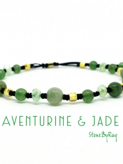 สร้อยข้อมือเชือกถักหินหยก&หินอเวนเจอรีน