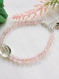 สร้อยข้อมือหินโรสควอตซ์+กรีนอเมทิสต์