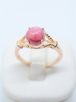 แหวนเงินชุบพิ้งโกลด์พลอยทับทิม