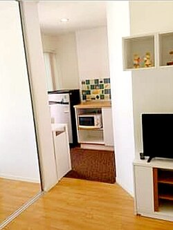 ปล่อยเช่าคอนโด Lumpini Ville On Nut 46 (ลุมพินี วิลล์ อ่อนนุช 46) - 1ห้องนอน 1ห้องนั่งเล่น 1ห้องน้ำ - ใกล้ BTSอ่อนนุนต้นซอย/MRTศรีนุชท้ายซ้าย - ขนาดห้อง 23 ตรม. ชั้น 8 ตึก A1