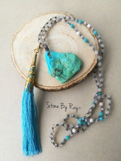 สร้อยคอมูนสโตน&เทอควอยส์ (Moonstone&Turquoise)
