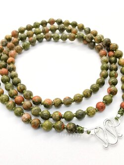 สร้อยคอปะคำ108หินยูนาไคต์ Unakite